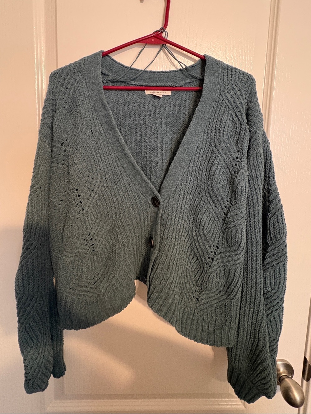 Cozy V-Neck Button Front Women's Cardigan Sweater - Teal American Eagle Small